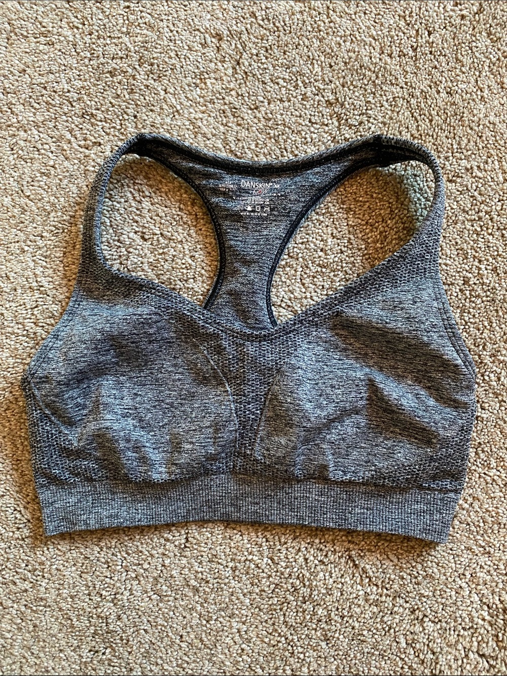 Danskin Heathered Charcoal Racerback Sports Bra